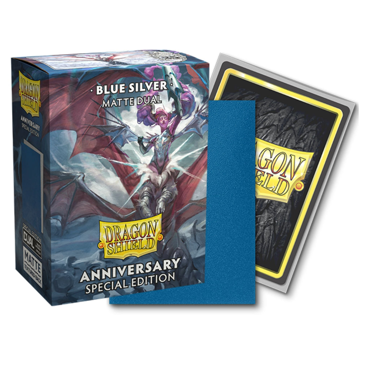 Dragon Shield Standard Dual Matte 25th Anniversary Blue & Silver Deck Protector Card Sleeves