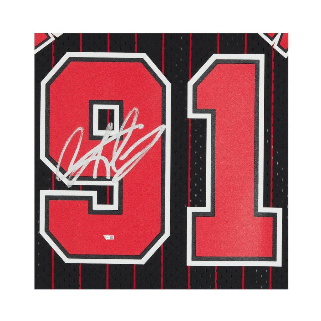 Fanatics Authentic Dennis Rodman Autographed Chicago Bulls Mitchell & Ness 1996/97 Black w/ Pinstripes Jersey