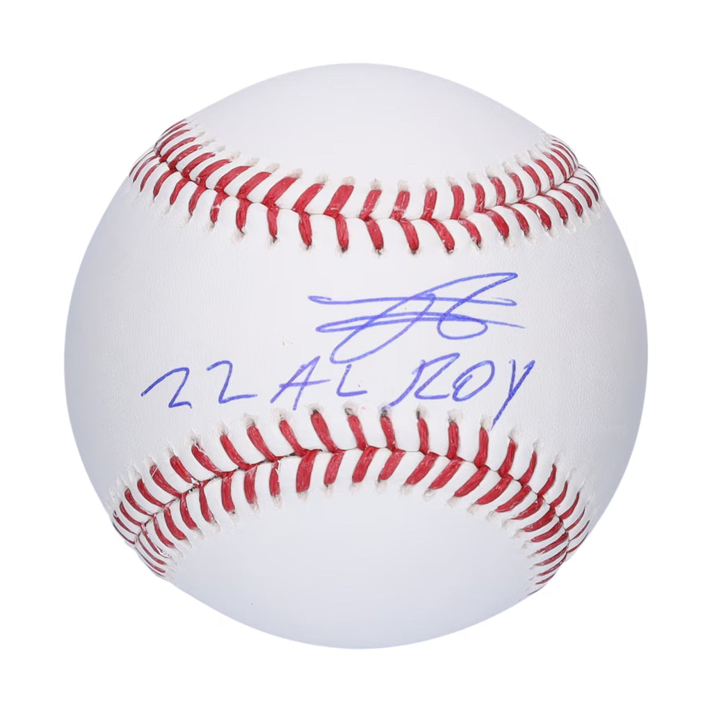 Fanatics Authentic Julio Rodriguez Autographed "22 AL ROY" Rawlings Official MLB Baseball w/ Display Cube
