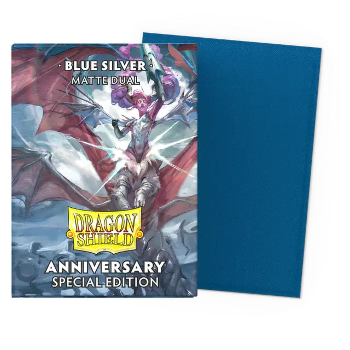 Dragon Shield Standard Dual Matte 25th Anniversary Blue & Silver Deck Protector Card Sleeves