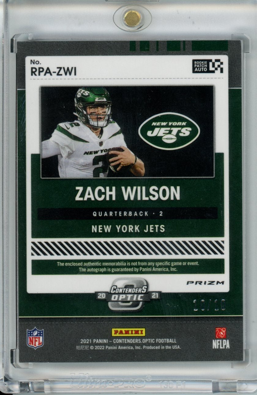 2021 Panini Contenders Optic Zach Wilson RPA Green Scope /10 Jets