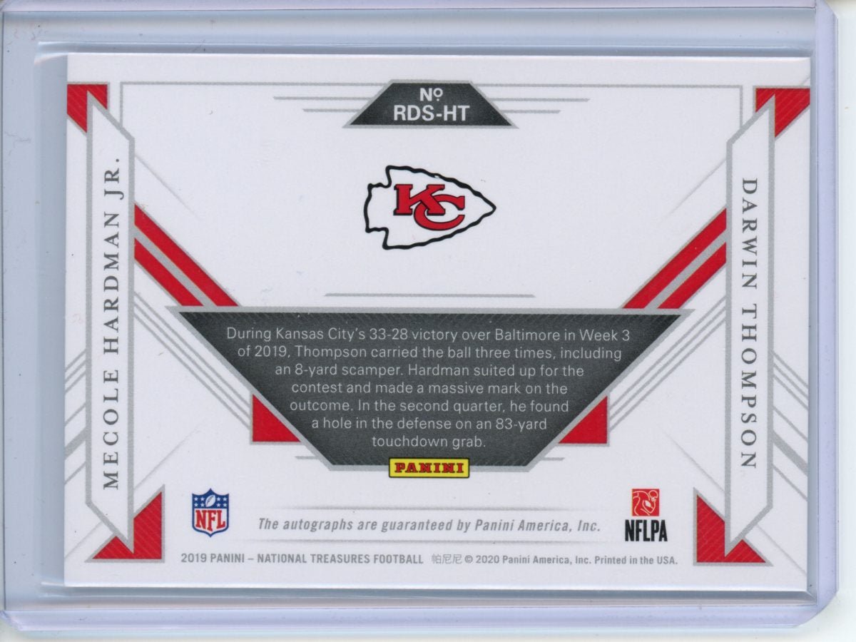 2019 Panini National Treasures Darwin Thompson/Mecole Hardman Dual Auto /49
