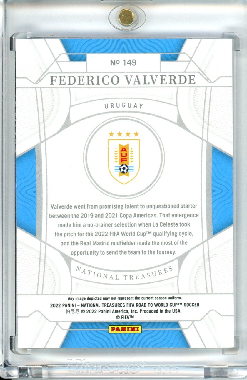 2022 Panini National Treasures World Cup Federico Valverde 1/1 Uruguay