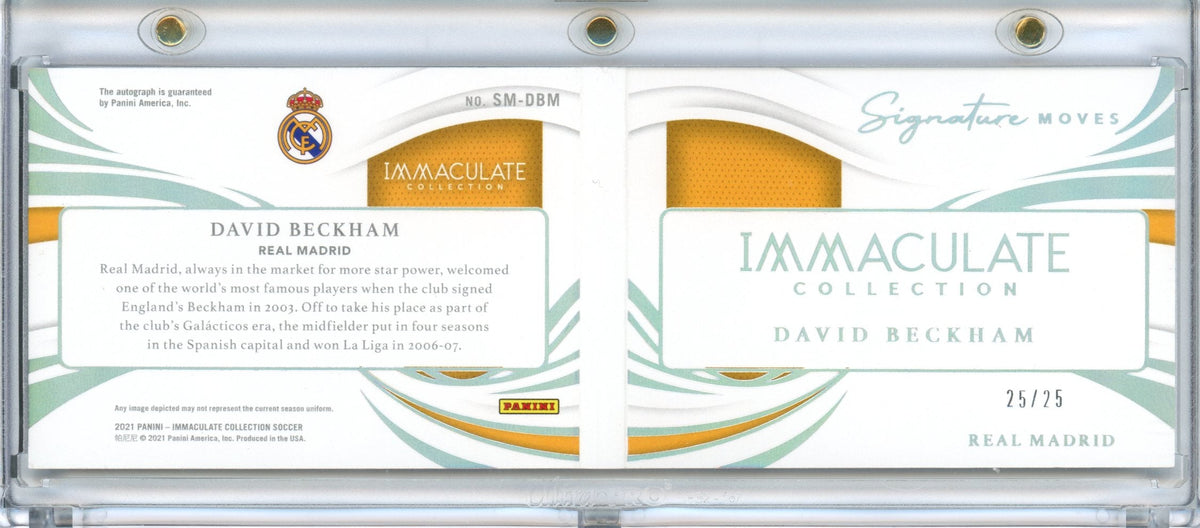 2021 Panini Immaculate David Beckham Signature Moves Booklet /25 Real Madrid