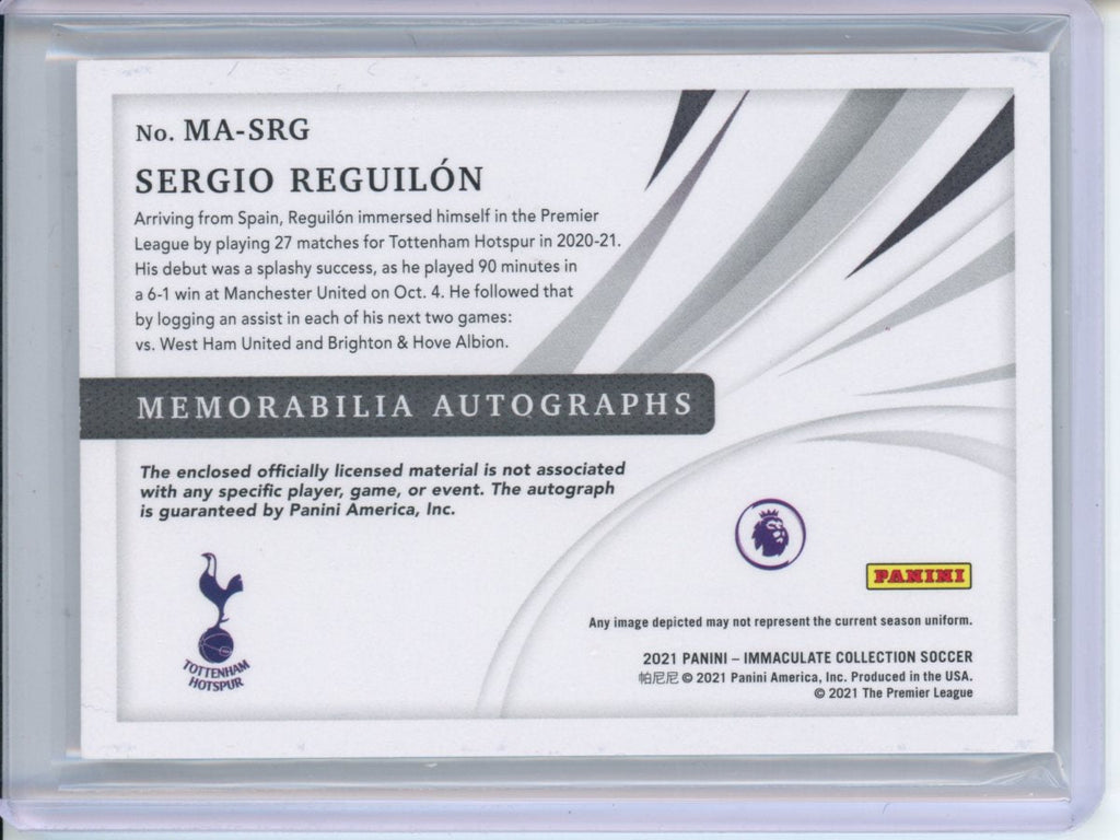 2021 Panini Immaculate Sergio Reguilon Patch Auto /3 Tottenham