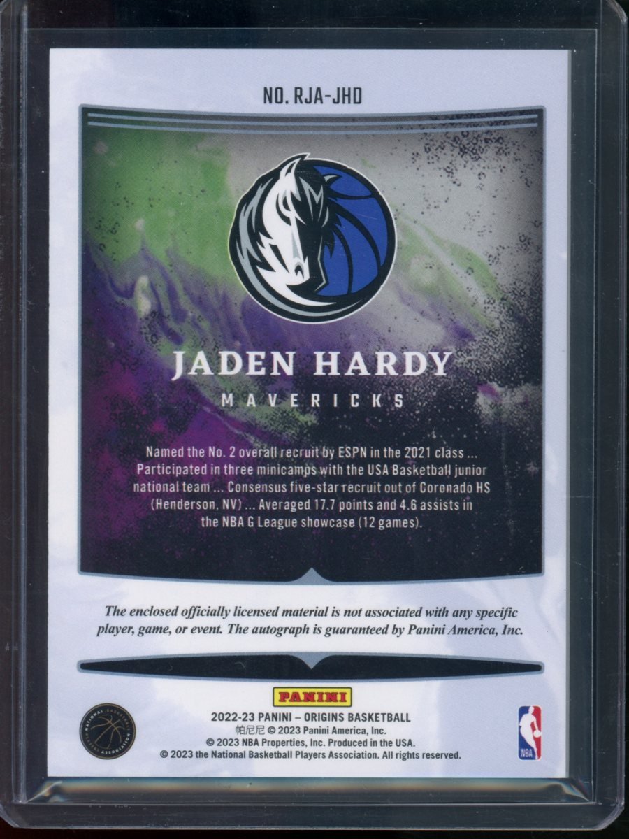 2022/23 Panini Origins Jaden Hardy Rookie RPA Mavericks