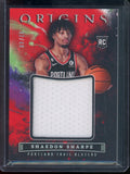 2022/23 Panini Origins Shaedon Sharpe Rookie Patch Red /49 Trail Blazres