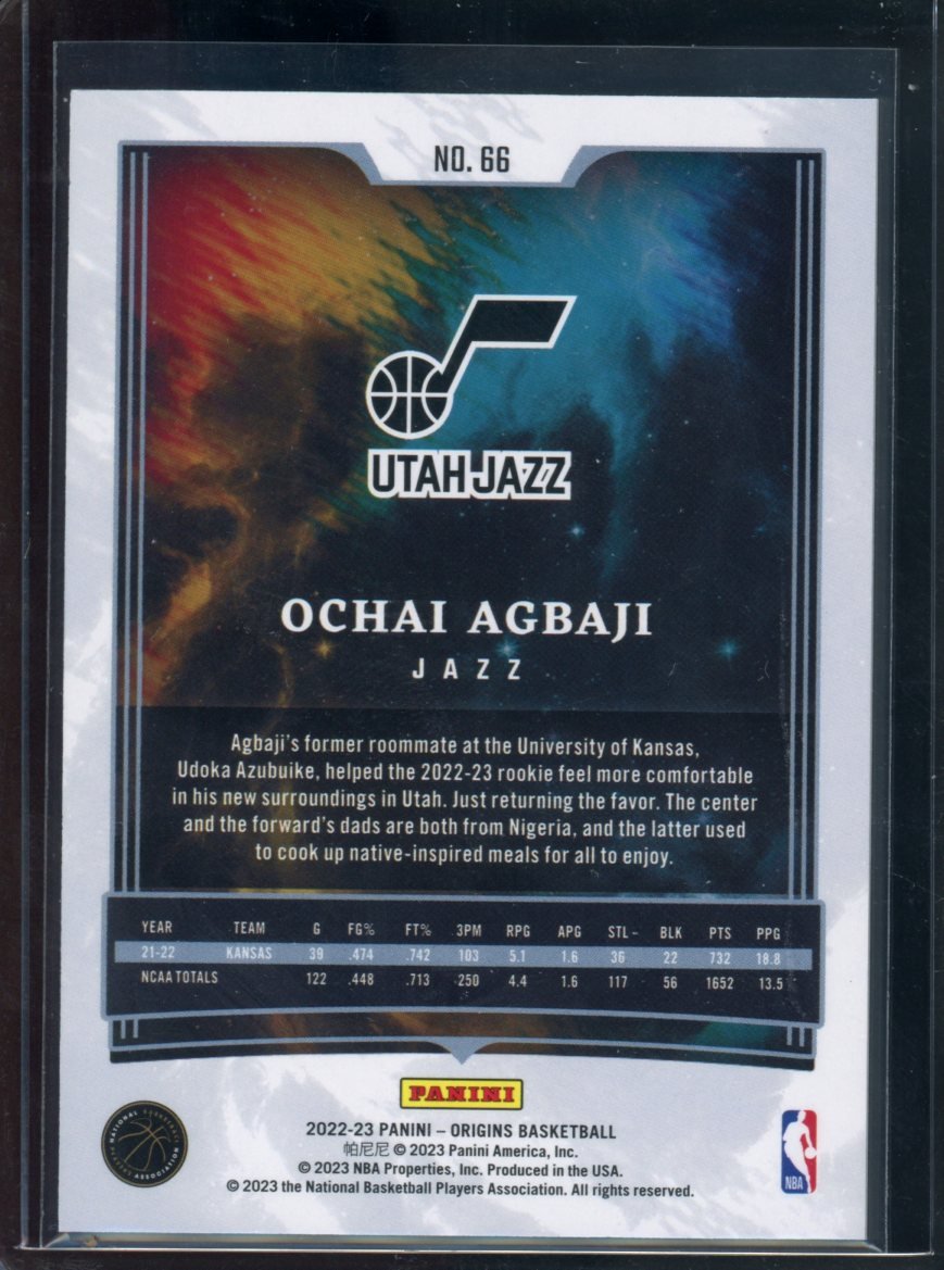 2022/23 Panini Origins Ochai Agbaji Rookie Orange /75 Jazz