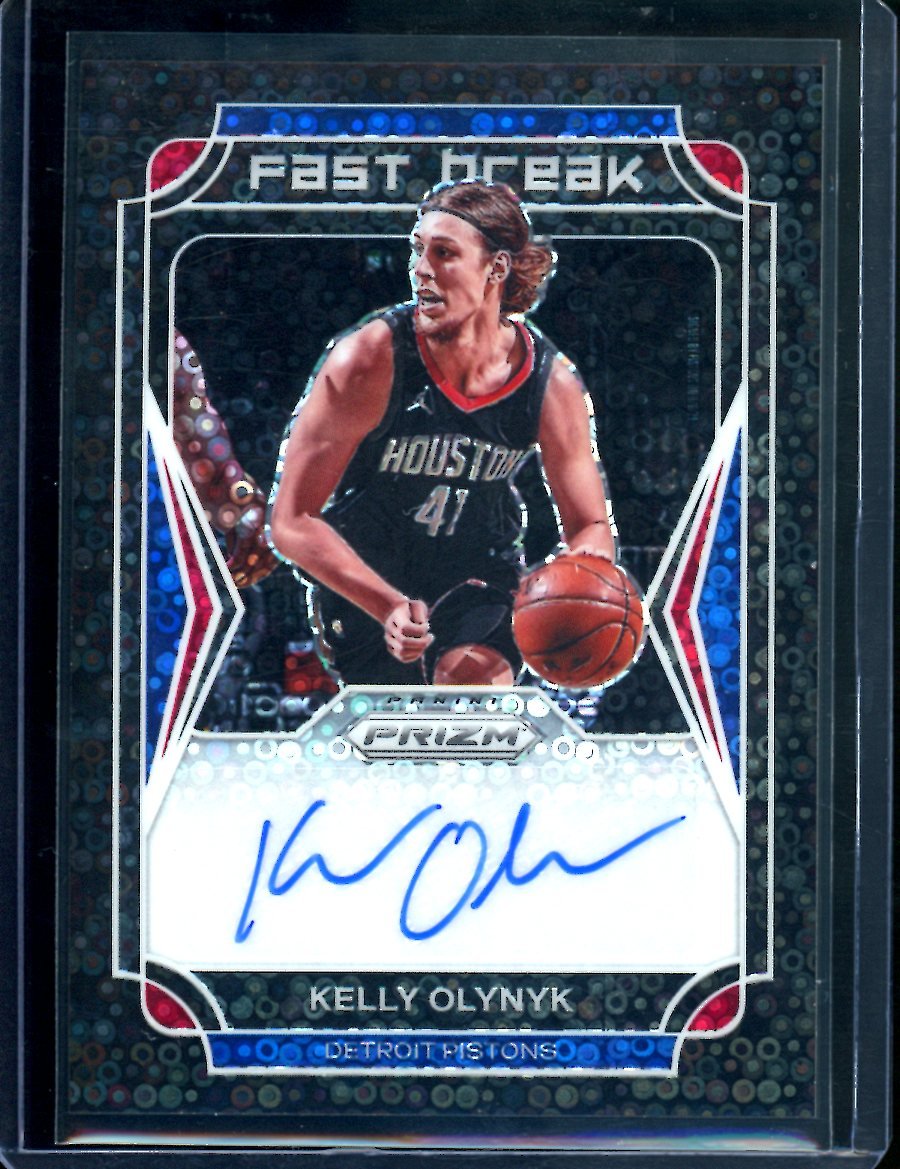 2021/22 Panini Prizm Kelly Olynyk Fast Break Auto Black Disco 1/1 Pistons
