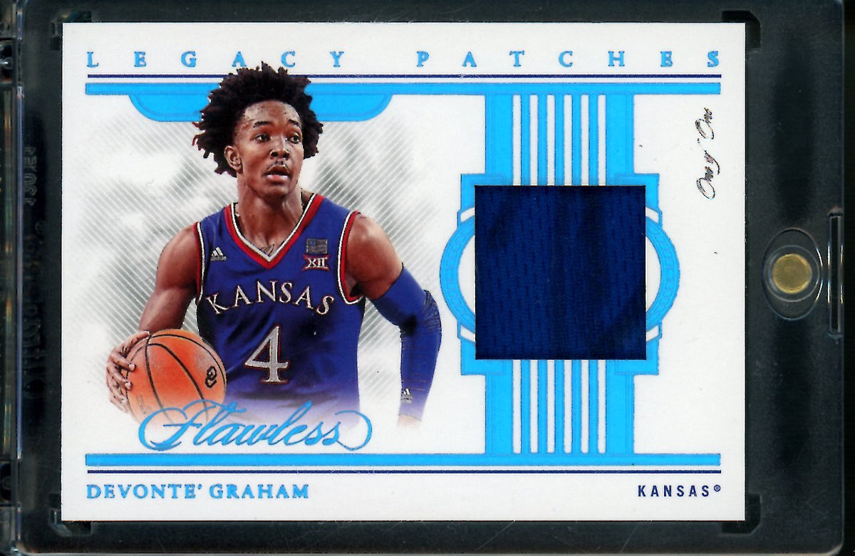 2022/23 Panini Flawless Collegiate Devonte' Graham Legacy Patch 1/1 Kansas