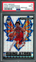 2021/22 Panini Mosaic Cade Cunningham Rookie Rising Stars White /25 PSA 9