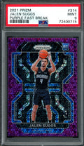 2021/22 Panini Prizm Jalen Suggs Rookie Fast Break Purple /75 Magic PSA 9