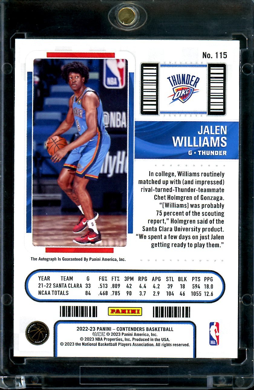 2022/23 Panini Contenders Jalen Williams Rookie Ticket Auto Thunder
