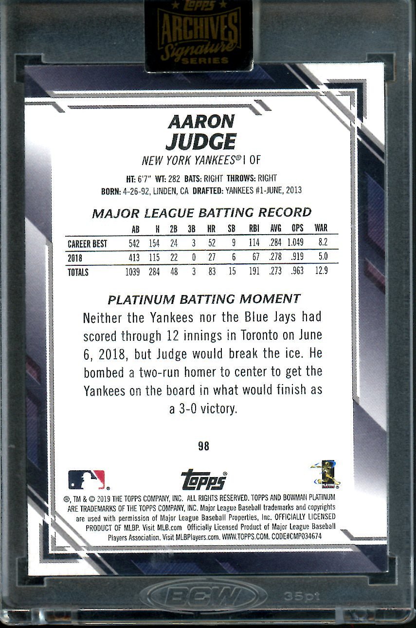 2022 Topps Archives Signatures Aaron Judge Auto 1/1 Yankees