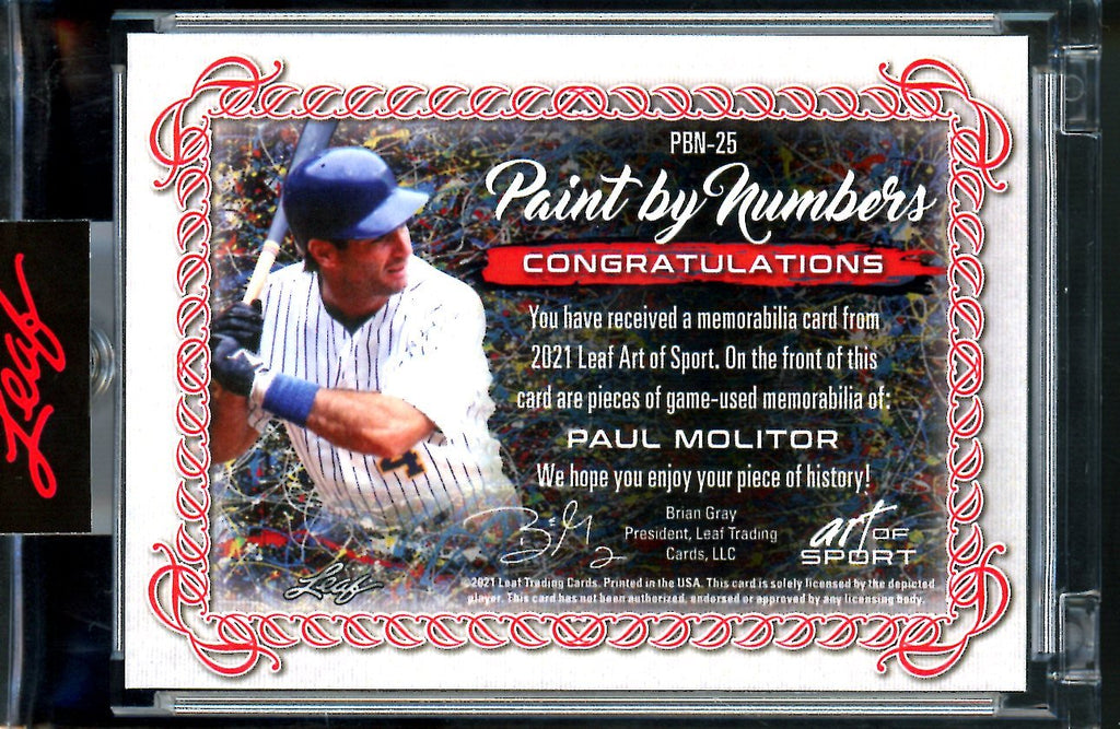 2021 Leaf Art of Sport Paul Molitor Paint by Numbers Patch /4 Brewers