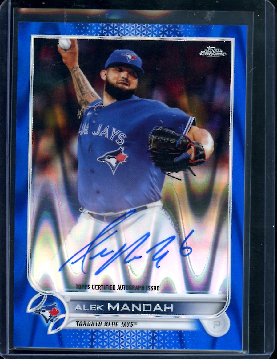 2022 Topps Chrome Alek Manoah Blue Wave Auto /150 Blue Jays