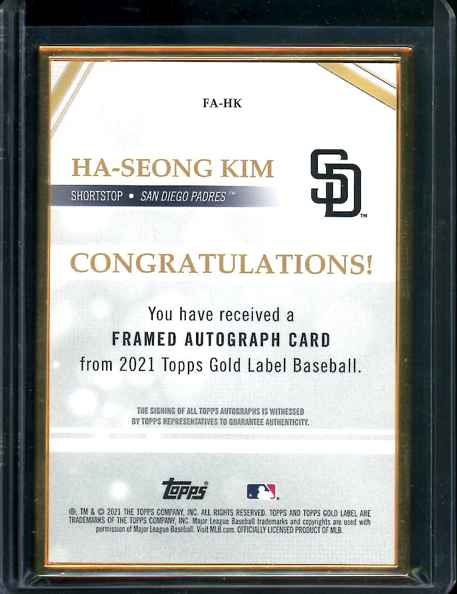 2021 Topps Gold Label Ha-Seong Kim Rookie Auto /50 Padres