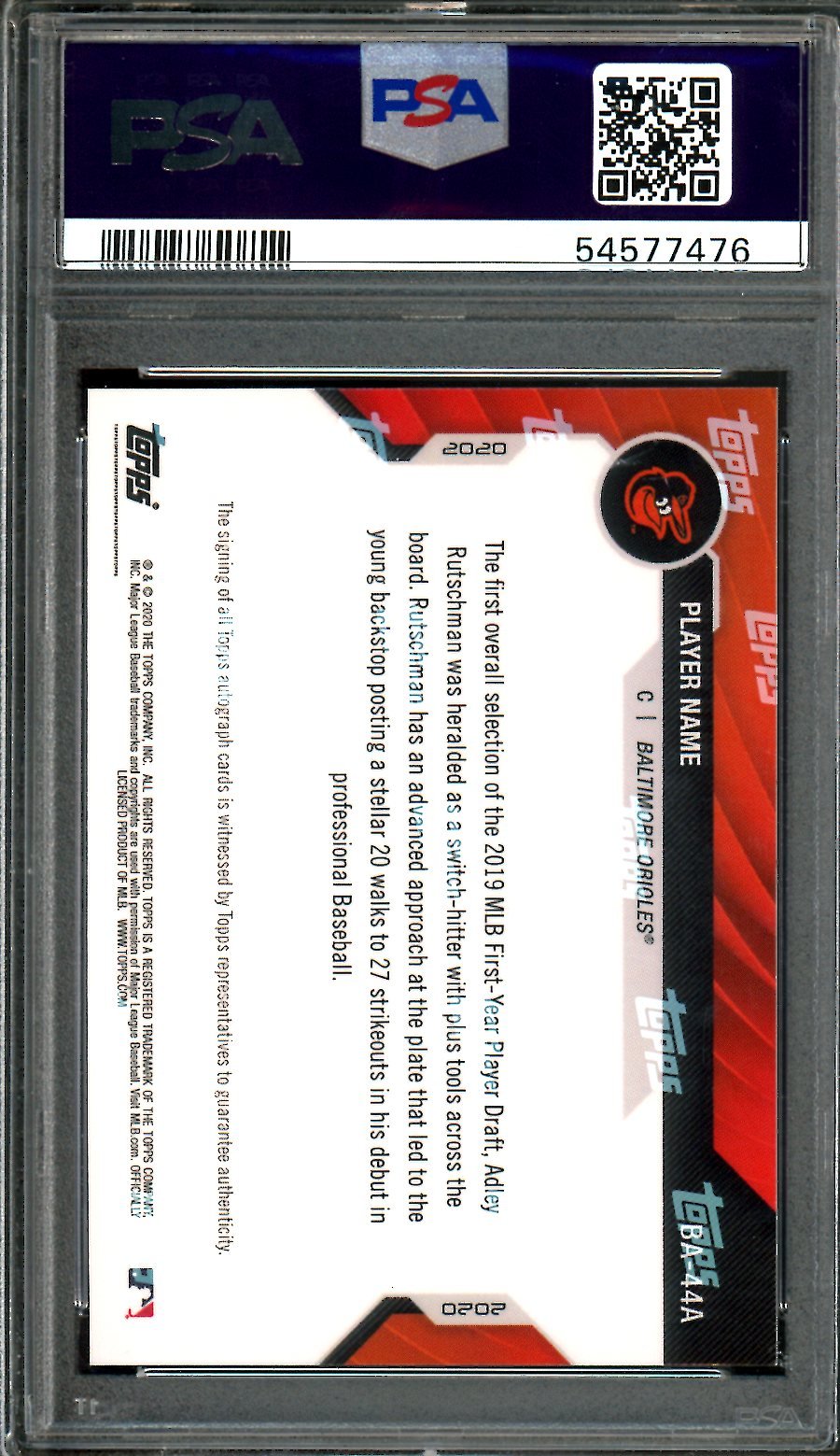 2021 Bowman Next Adley Rutschman Top 100 Auto PSA 10 Orioles
