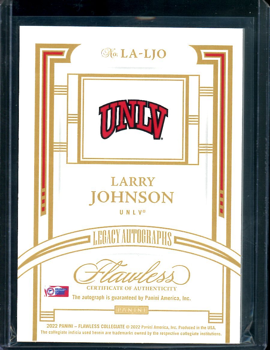 2022/23 Panini Flawless Collegitae Larry Johnson Gold Auto /10 UNLV