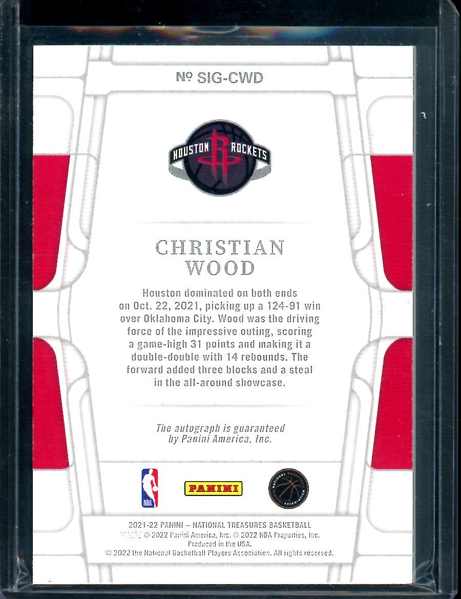 2021/22 Panini National Treasures Christian Wood Auto Bronze /15 Mavericks
