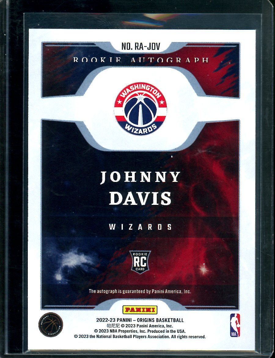 2022/23 Panini Origins Johnny Davis Rookie Auto Pink /25 Wizards