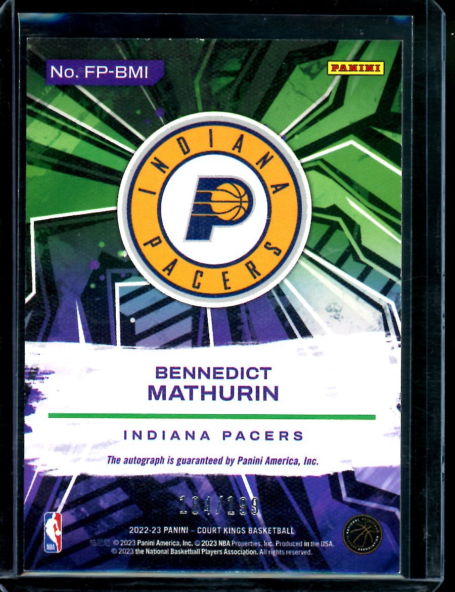 2022/23 Panini Court Kings Bennedict Mathurin Rookie Auto /199 Pacers