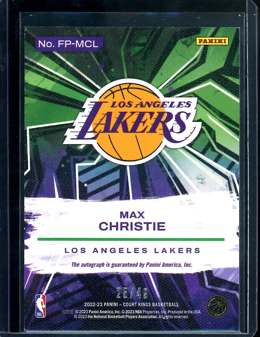 2022/23 Panini Court Kings Max Christie Rookie Auto /49 Lakers