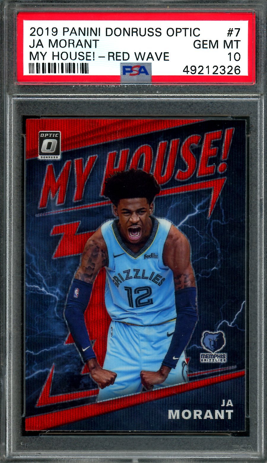 2019/20 Panini Optic Ja Morant Rookie My House Red Wave PSA 10 Grizzlies