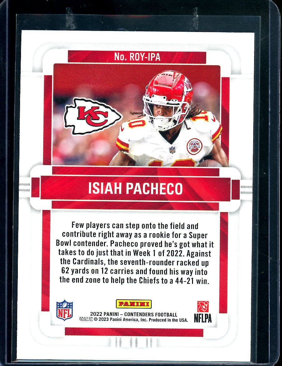 2022 Panini Contenders Isiah Pacheco Rookie of the Year Chiefs