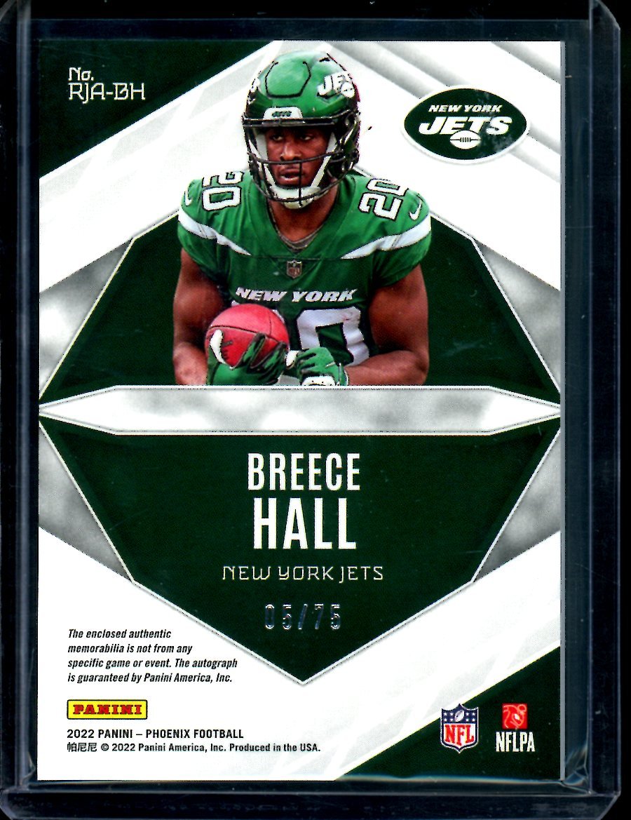 2022 Panini Phoenix Breece Halle Rookie RPA Yellow /75 Jets