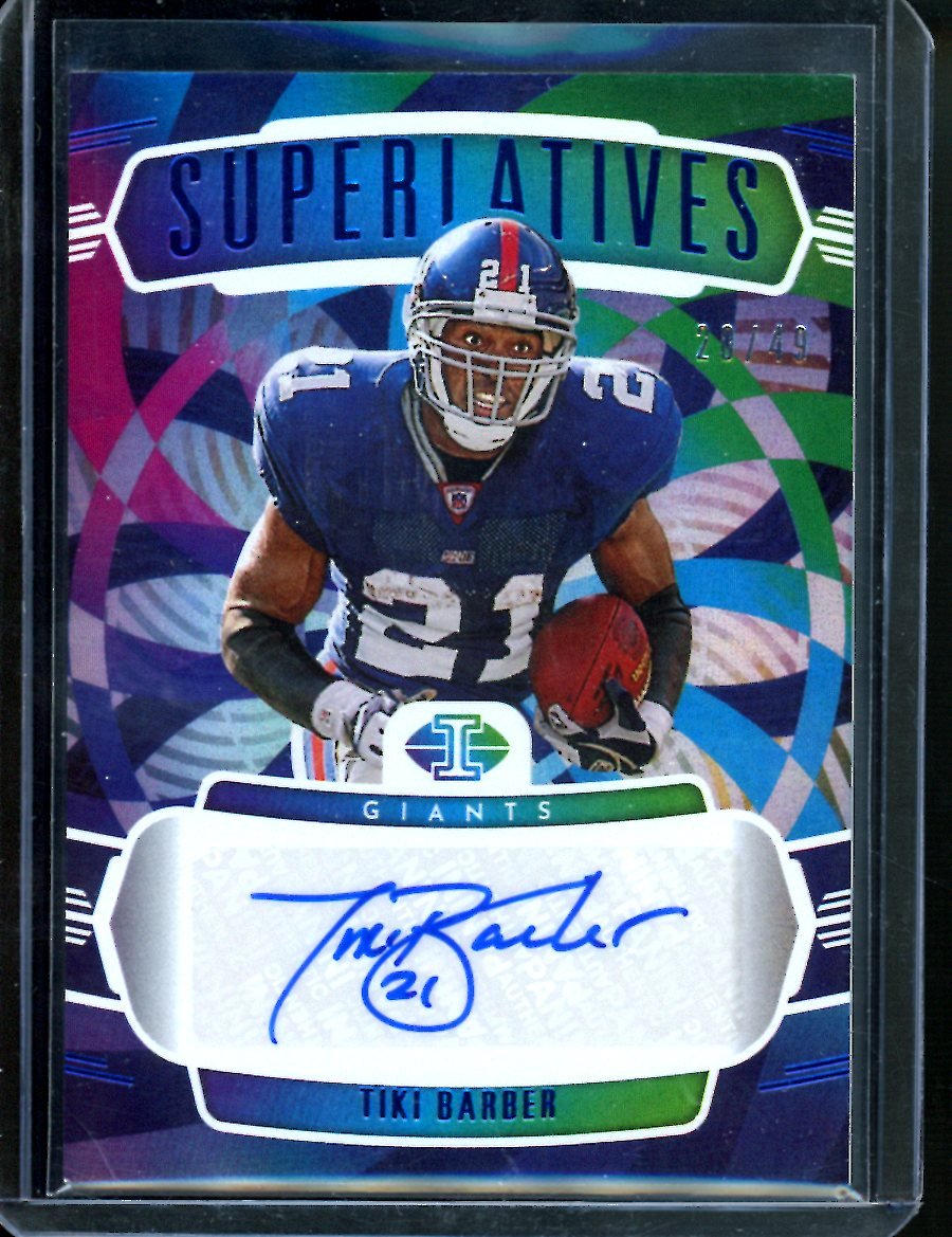 2022 Panini Illusions Tiki Barber Superlatives Auto /49 Giants