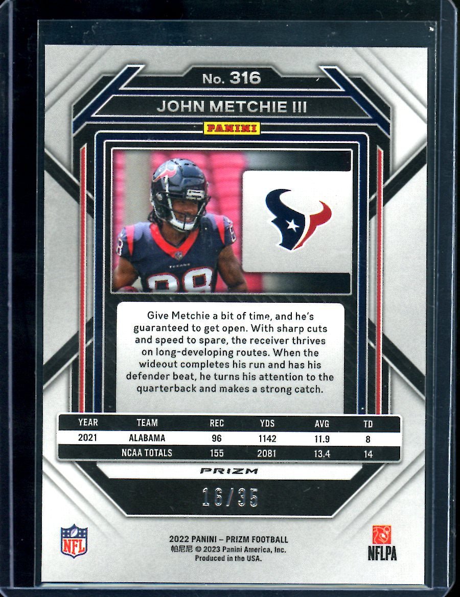 2022 Panini Prizm John Metchie III Purple Disco /35 Texans