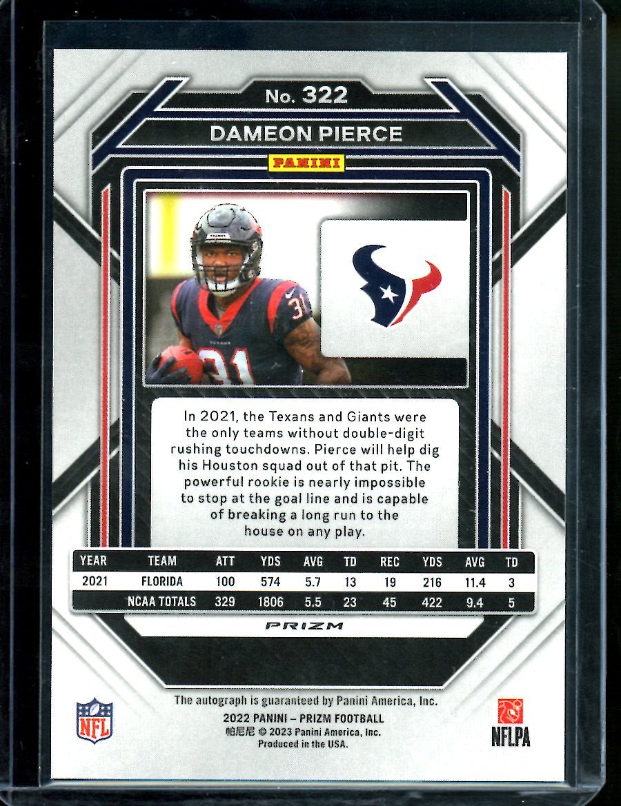 2022 Panini Prizm Dameon Pierce Rookie Auto Silver Texans