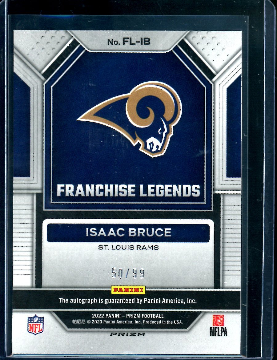 2022 Panini Prizm Isaac Bruce Franchise Legends Auto Blue Ice /99 Rams