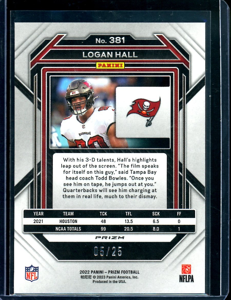 2022 Panini Prizm Logan Hall Rookie Blue Camo /25 Buccaneers