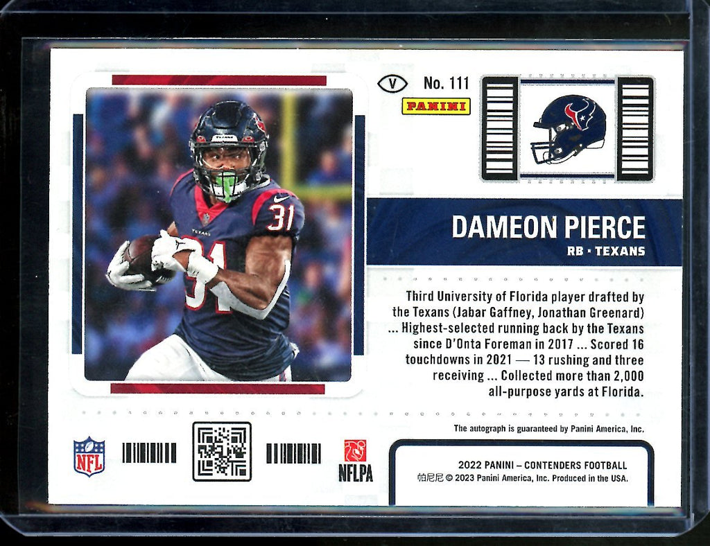 2022 Panini Contenders Dameon Pierce Rookie Ticket Auto Variation Texans