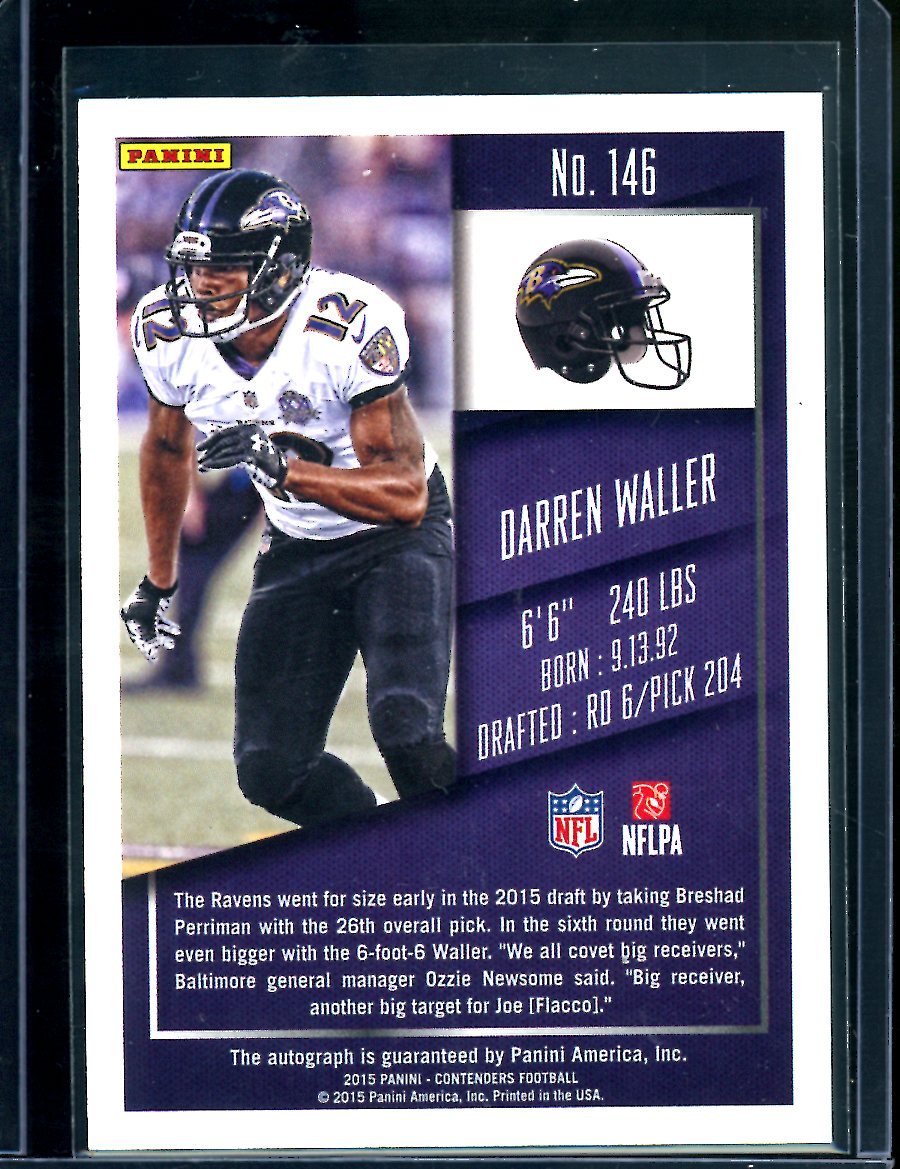 2015 Panini Contenders Darren Waller Rookie Playoff Ticket Auto /199 Giants