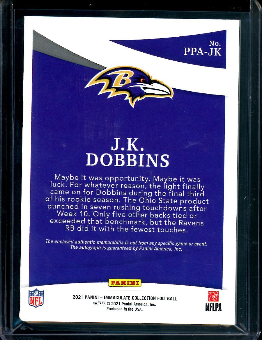 2021 Panini Immaculate J.K. Dobbins Patch Auto /99 Ravens