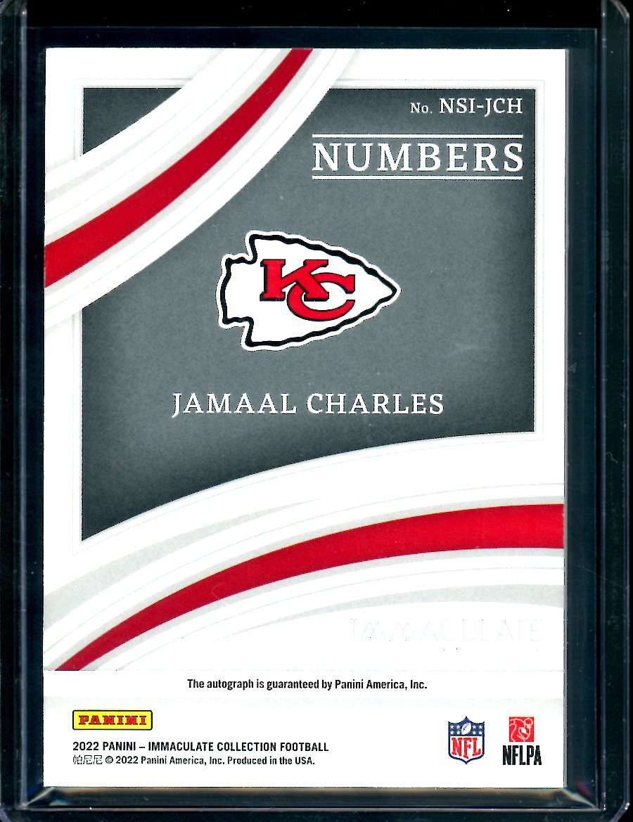2022 Panini Immaculate Jamaal Charles Numbers Auto /25 Chiefs