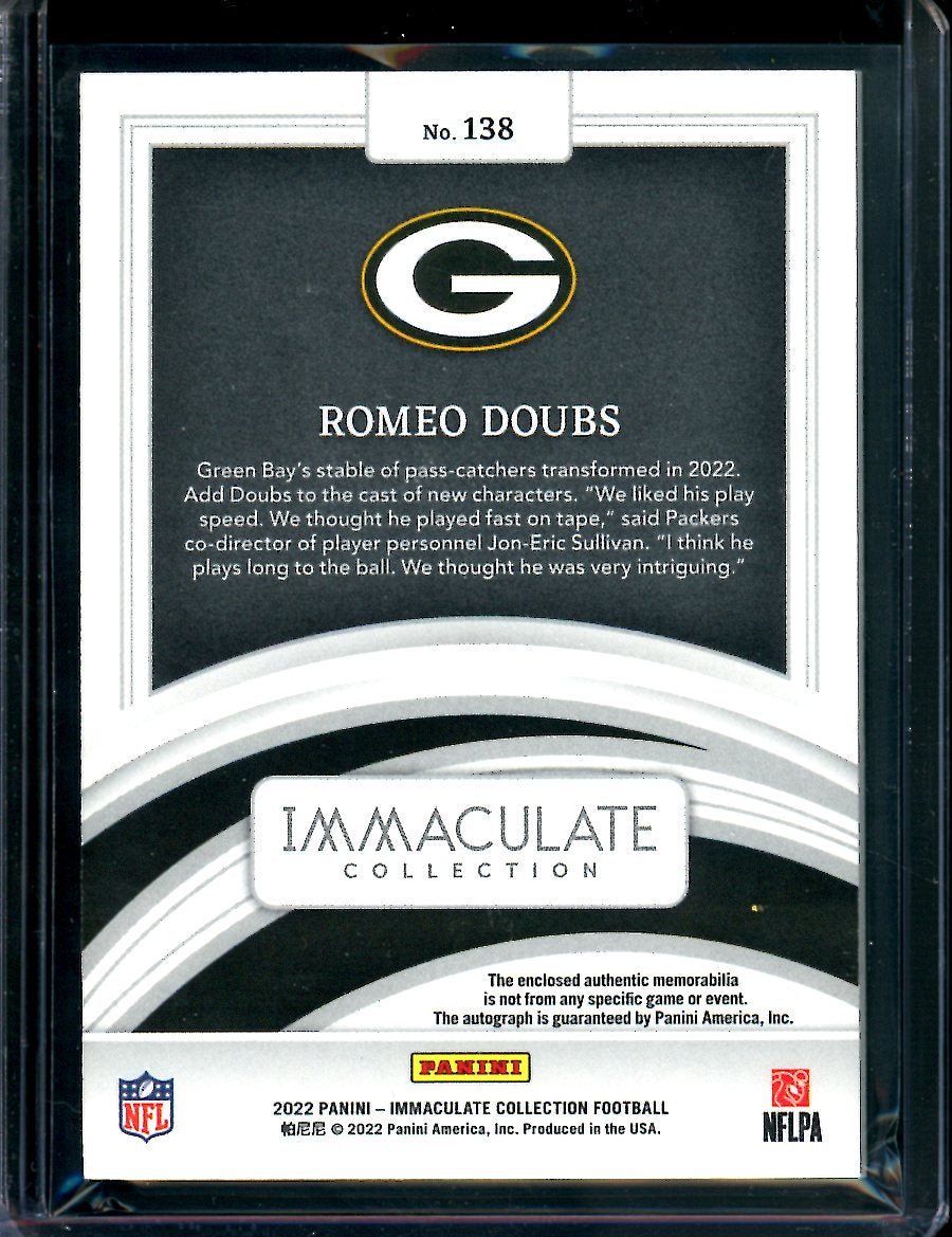 2022 Panini Immaculate Romeo Doubs Rookie RPA /99 Packers