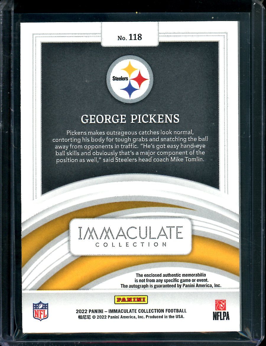 2022 Panini Immaculate George Pickens Rookie RPA /99 Steelers