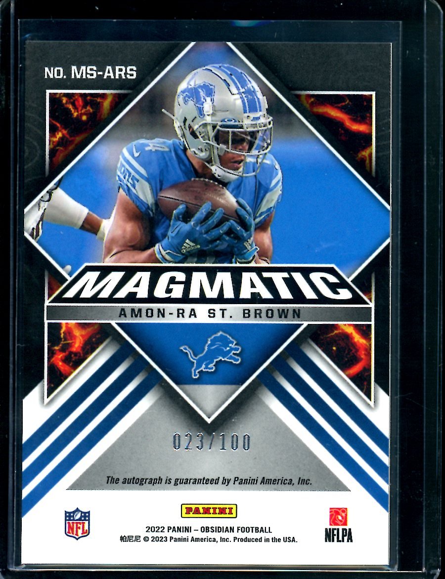 2022 Panini Obsidian Amon-Ra St. Brown Magmatic Auto /100 Lions