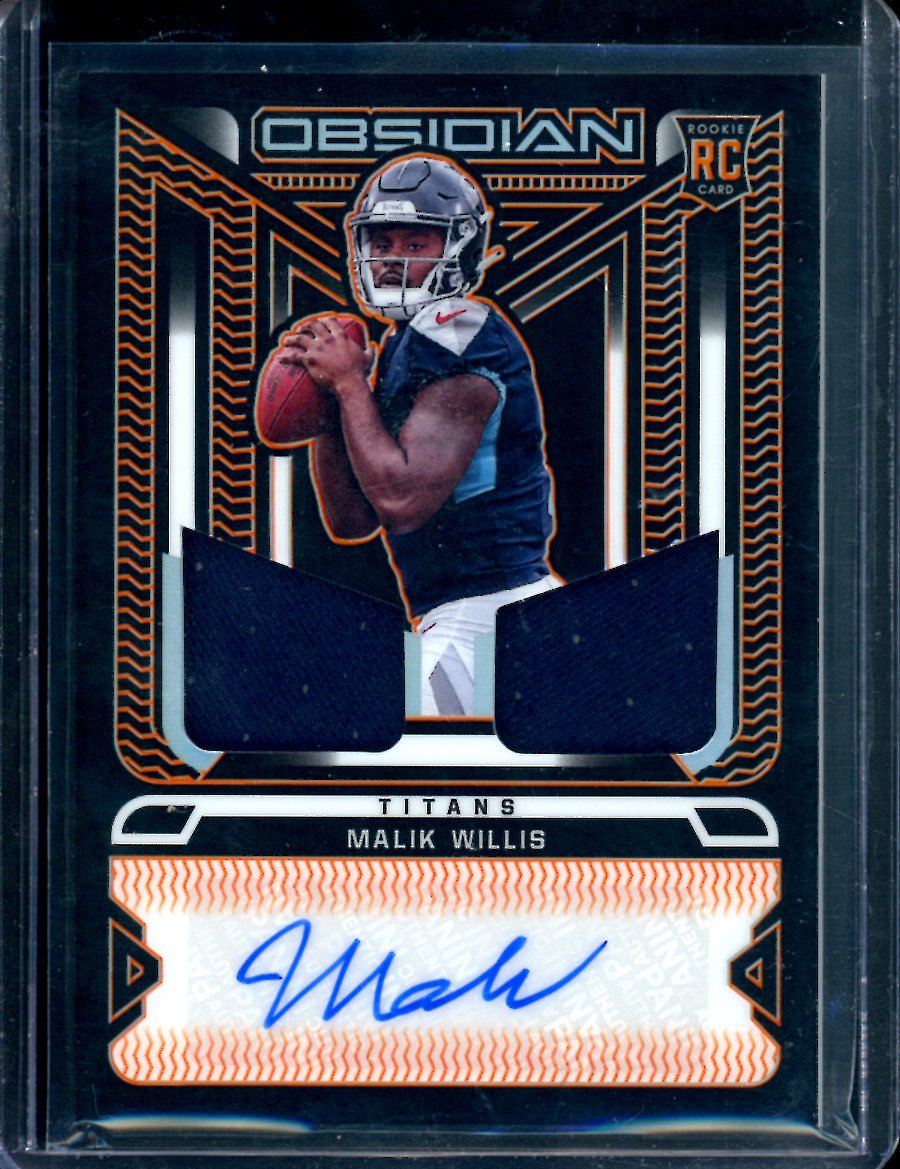 2022 Panini Obsidian Malik Willis Rookie RPA Orange Etch /99 Titans