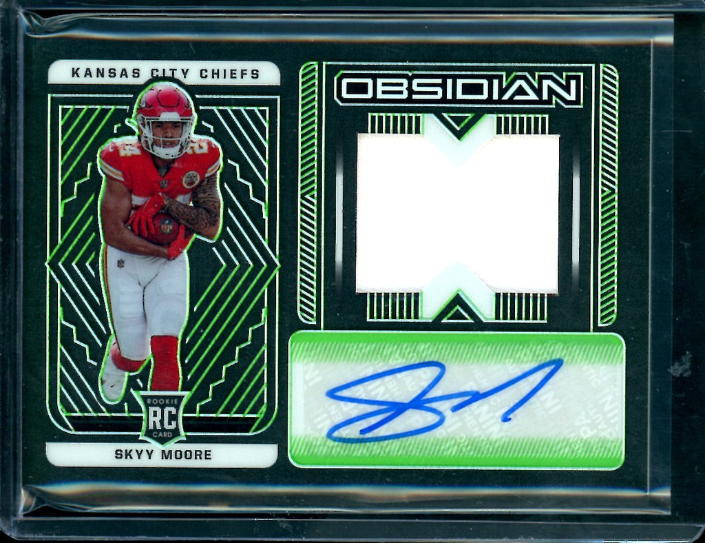 2022 Panini Obsidian Skyy Moore Rookie RPA Green Etch /50 Chiefs