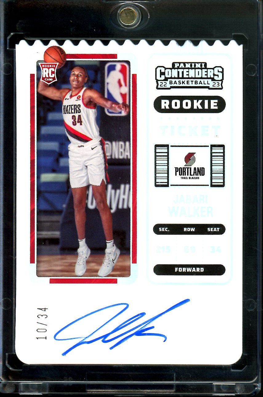 2022/23 Panini Contenders Jabari Walker Rookie Ticket Stub Auto /34 Trailblazers