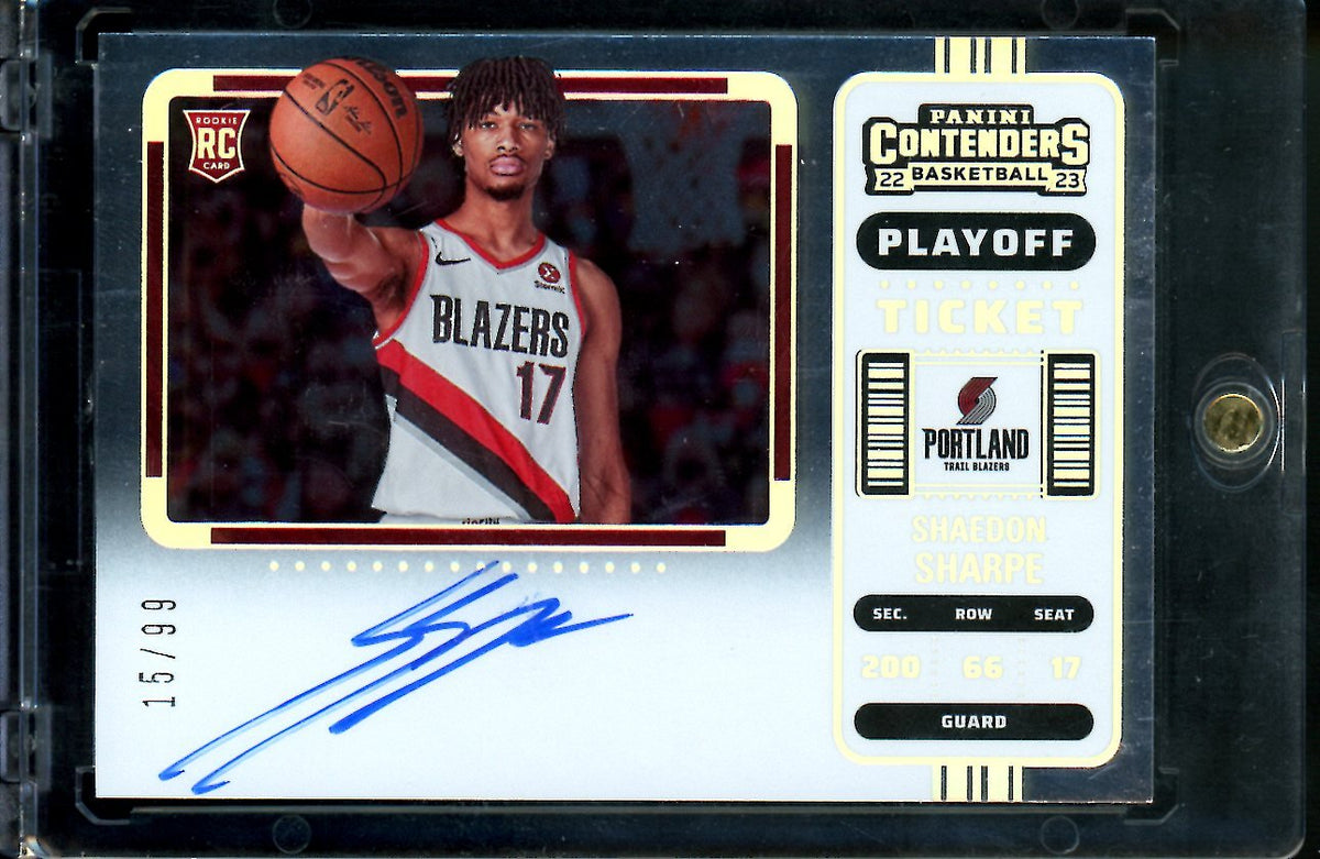 2022/23 Panini Contenders Shaedon Sharpe Rookie Playoff Ticket Auto Variation /99 Trailblazers