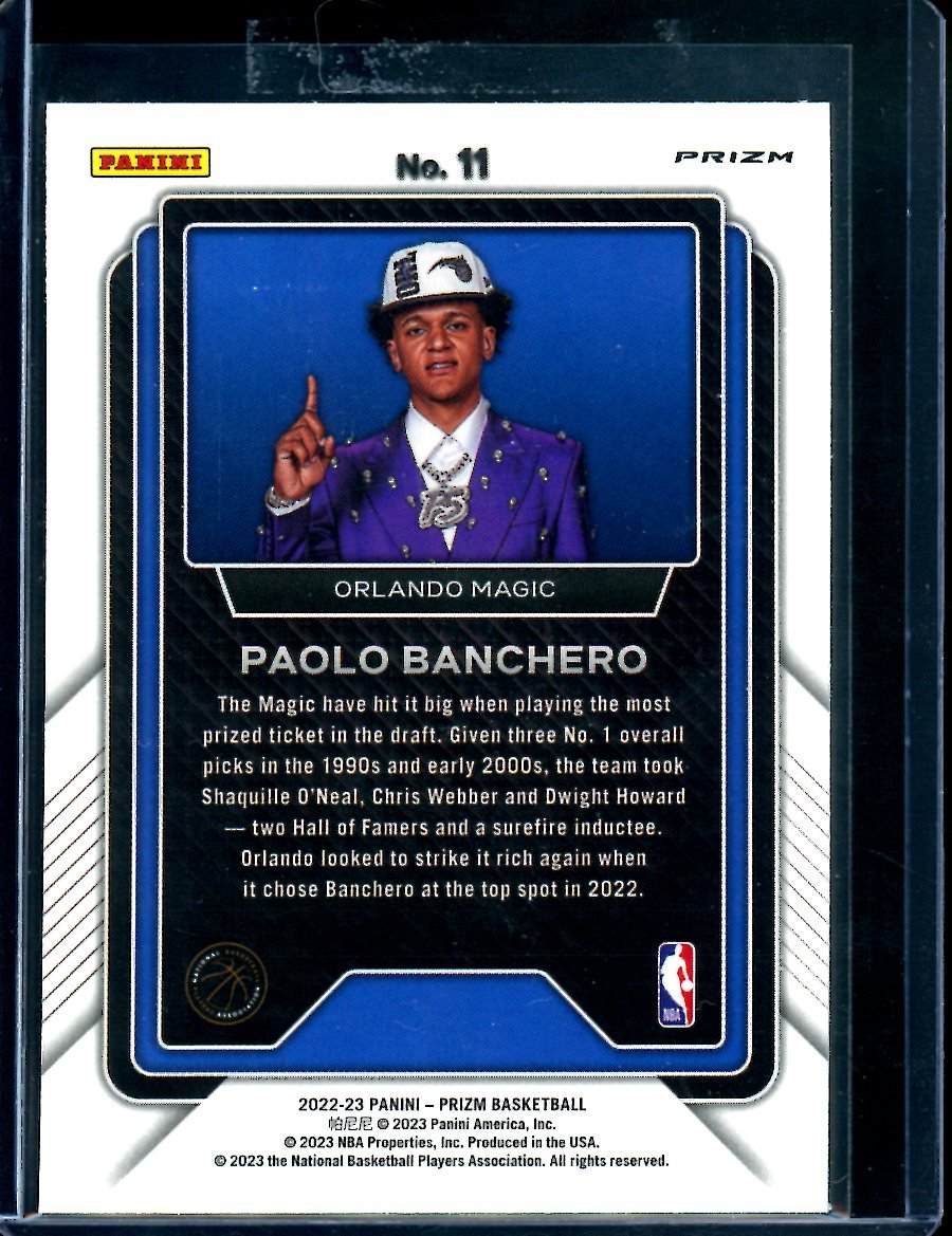 2022/23 Panini Prizm Paolo Banchero Rookie Luck of the Lottery Silver Magic