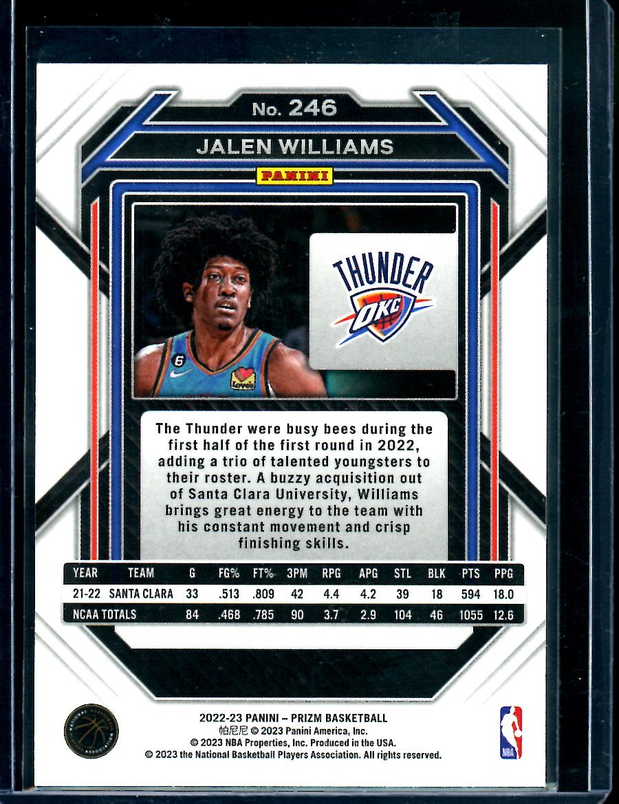 2022/23 Panini Prizm Jalen Williams Rookie Thunder