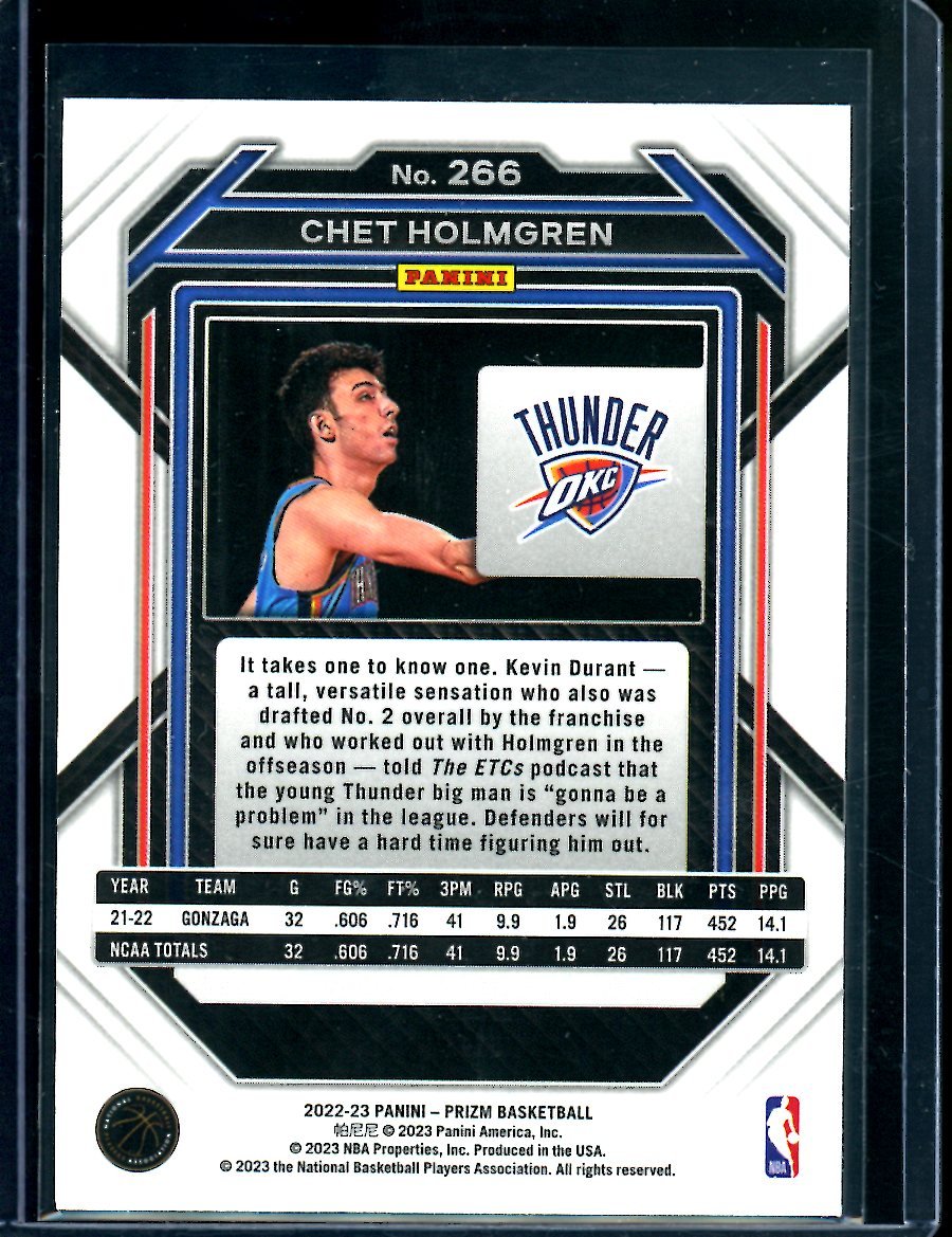 2022/23 Panini Prizm Chet Holmgren Rookie Thunder