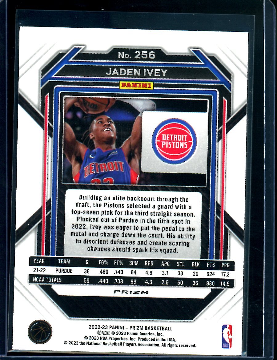 2022/23 Panini Prizm Jaden Ivey Rookie Silver Pistons